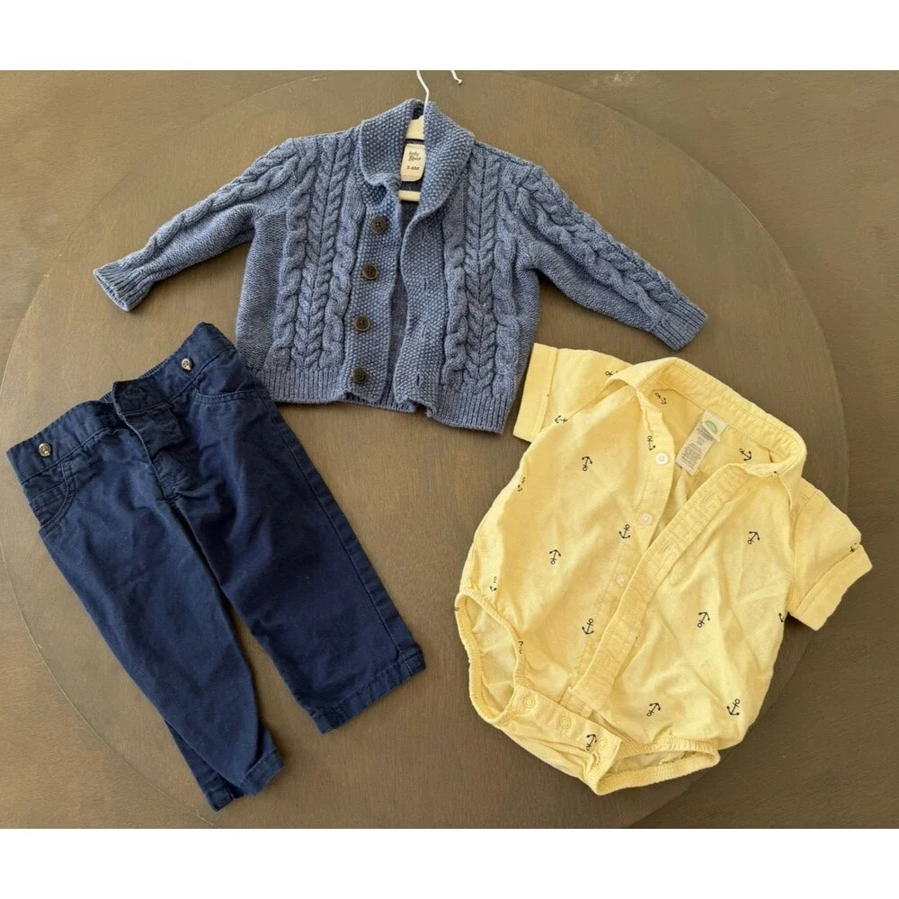 Baby Boy Carter's 3Piece set Little sweater Cardigan pants & shirt bodysuit 6M